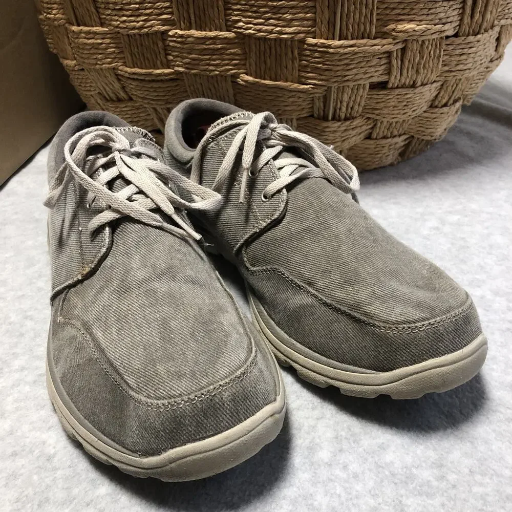 Skechers Elvin Shoes Mens Size 12 64108 Taupe Canvas Lace Up Superior Oxford - Picture 2 of 12